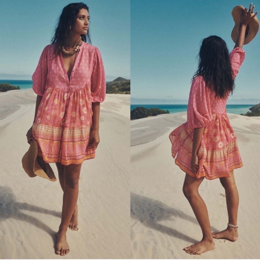 Spell Utopia Tunic Mini Dress Flamingo Pink XXS